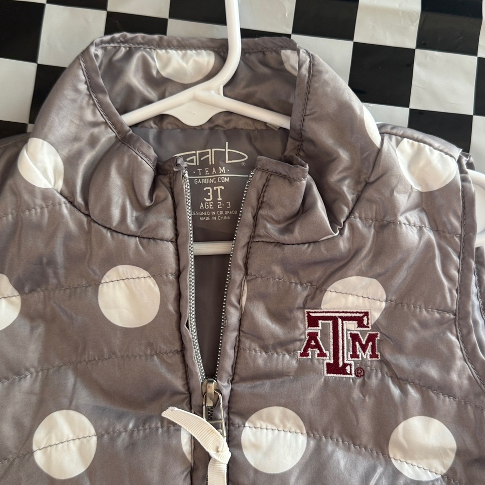 Gray Polka Dot Puffer Vest